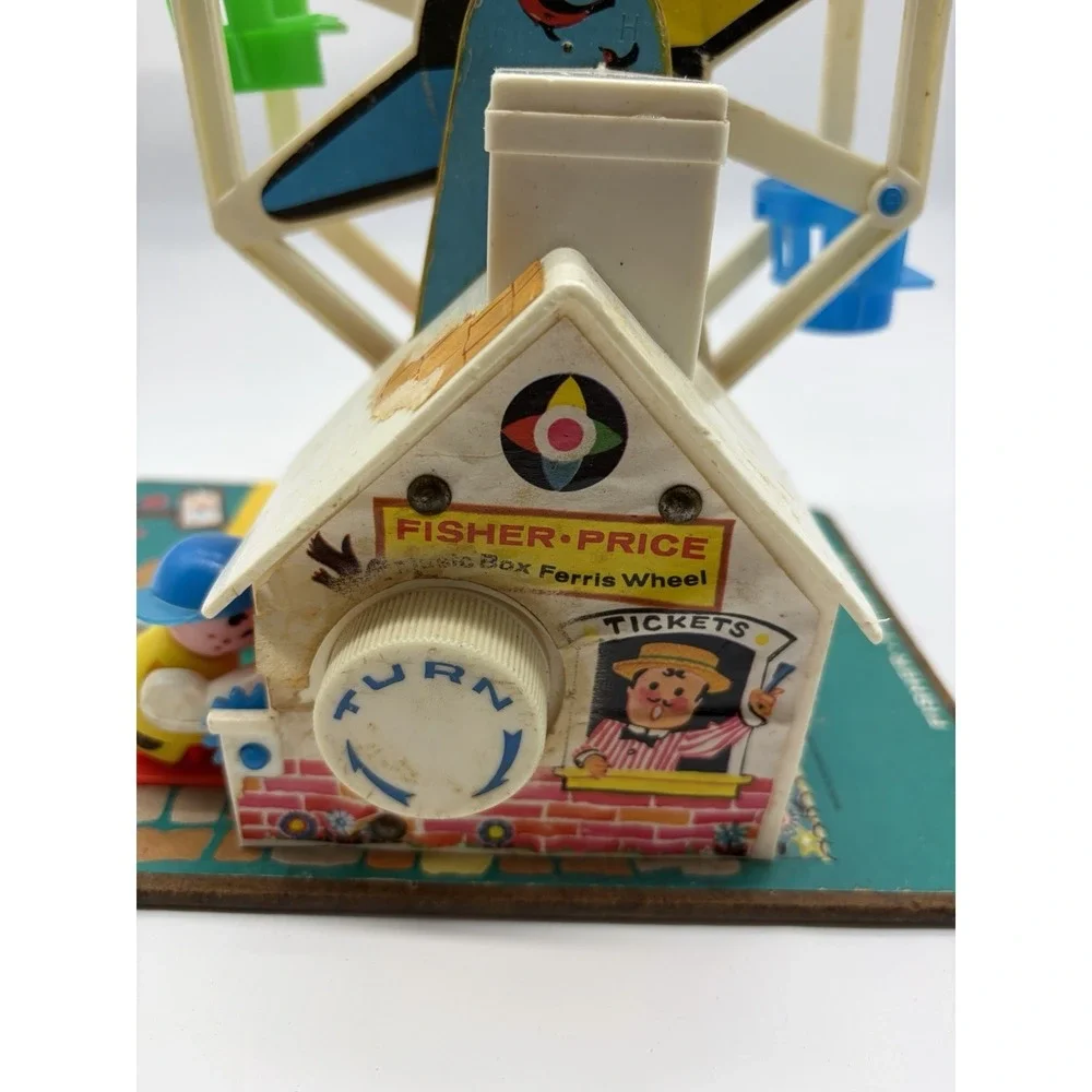 Vintage 1966 Fisher Price #969 Music Box Ferris Wheel Works Plays Tune Toy
